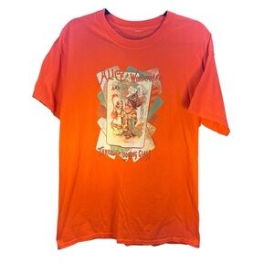 Alice in Wonderland Orange T Shirt Queen Of Hearts Cards Size L